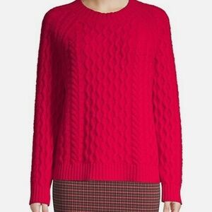 $395 Weekend MaxMara Fuchsia Pink Carpazi Cable Knit Sweater Size Medium